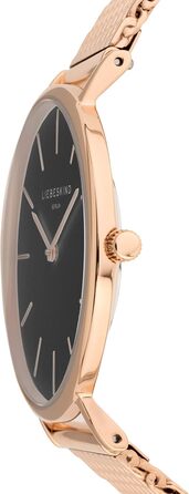 Годинник Liebeskind Berlin для жінок – 38 мм, круглий корпус, кварцовий механізм, сітчасте браслет, водостійкість 5ATM, для щоденного використання & стильний (Рожеве золото / Чорний)