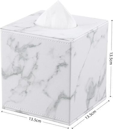 KINGFOM Скляна коробочка для серветок, шкіра PU, для авто, офісу, ванної кімнати, спальні (Мрамор)