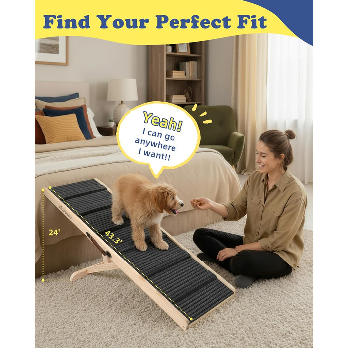 Сходинки для собак до ліжка та дивану – захист суглобів, антиковзаючі, складані, регульовані, портативні, для собак до 16 кг (до 30 кг)