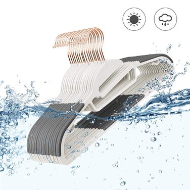 Набір вішалок SONGMICS 30 шт., для костюмів, з пластику, преміум-якість, антиковзаюче покриття, економія місця, 0,5 см товщина, гачок рожевого золота, поворот на 360°, ширина 41,5 см, світло-сірий + темно-сірий