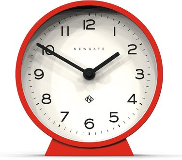 NEWGATE® M Silent Mantel Clock - 'No Tick' - A Modern Mantel Clock - Small Clock - Mantel Clocks - Minimalist Dial - (Red)