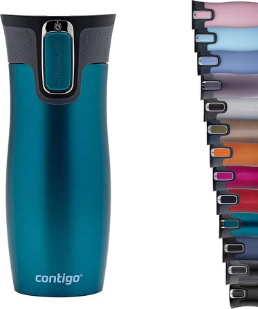 Термокружка Contigo West Loop Autoseal з нержавіючої сталі, 470 мл, виготовлена з нержавіючої сталі, для подорожей, з автозакриттям, витримує перевезення, без витоків
