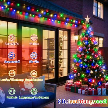 Ланцюжок прикрас для зовнішнього використання, 36 м, 1800 LED, тепле біле світло, 8 режимів, таймер, IP44, для балкона, саду, вечірки, шлюбу