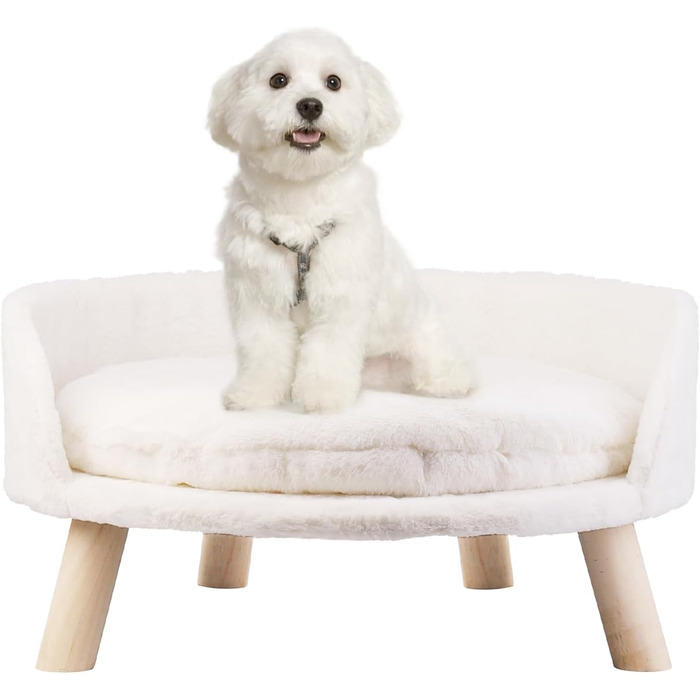 Luxury Cat Sofa, Large Cat Sofa, Cat Chair, Cat Stool, Elevated Cat Bed with Cat Cushions, Pet Sofa, Dog Sofa for Small Dogs, 40cm beige (L 62 x W 62 x H 33 cm)