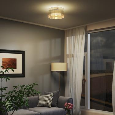 HOMCOM Ceiling Light, Ceiling Fixture with E27 Socket, Round Ceiling Lighting for Bedroom Living Room Ø32 x 16.5 cm, Bulb Not Included Transparent | Aosom