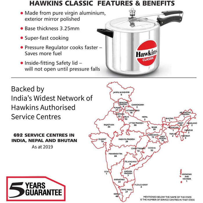 Скороварка Hawkins Classic CL40 з алюмінію, 4 л, компактна, срібна