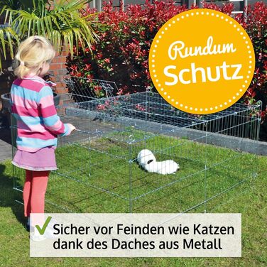 Вольєр для дрібних тварин Zooprinz Weatherproof з міцним дахом та сонцезахистом - ідеальний для вашого улюбленця на вулиці. Міцний металевий каркас, компактно складається, 3 розміри (M).