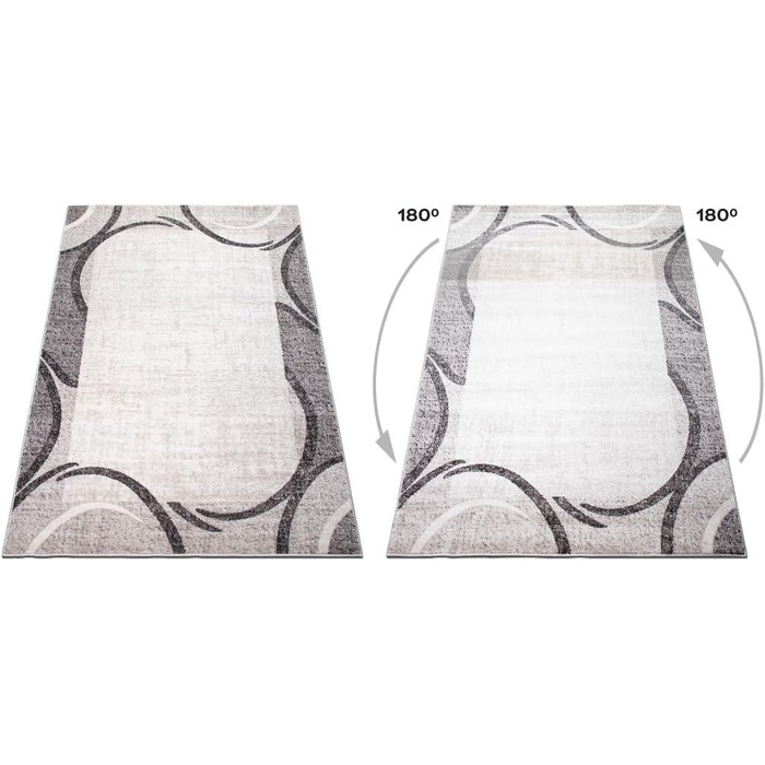 oKu-Tex килим для вітальні [80x150 см] з м'якого короткого ворсу кремового кольору - сучасний килим для дому з хвилястим геометричним дизайном, прямокутний, німецька якість