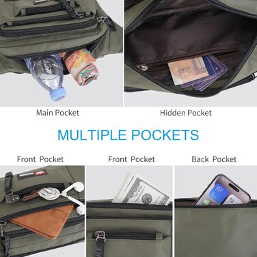 Водонепроникна поясна сумка/буткава для чоловіків та жінок. Мультифункціональна сумка на пояс з блискавкою. Підходить для подорожей, походів та активного відпочинку на природі (оливковий)