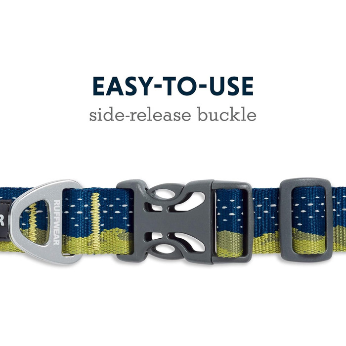 RUFFWEAR Crag Dog Collar, Reflective and Comfortable Collar for Everyday Use, Green Hills, 51–66 cm