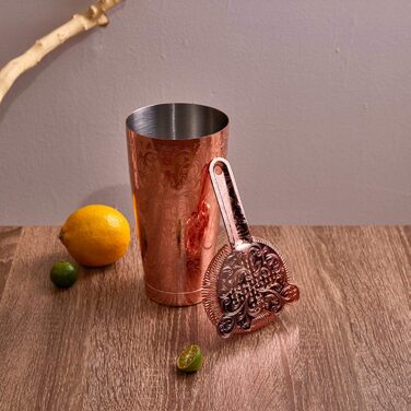 Sky Fish Cocktail Shaker Set, Etched Copper Cocktail Shaker Kit in Gift Box 7-Piece Set, Hand Wash, (Copper)