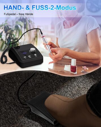 Електричний фрезер для нігтів CozyZen Professional: набір для манікюру та педикюру з LCD-дисплеєм, 45000 об/хв, для акрилу та гелю