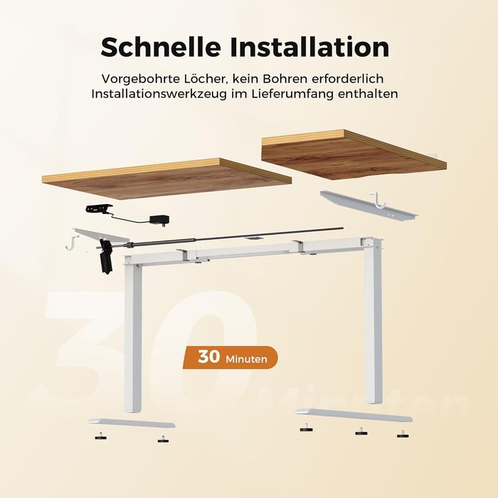 Електричний столик для роботи Agilestic L-подібної форми 150 см, регульована висота, для дому та офісу, ергономічний, зі з'єднуваною панеллю, світло-коричневий (150 x 90 см)