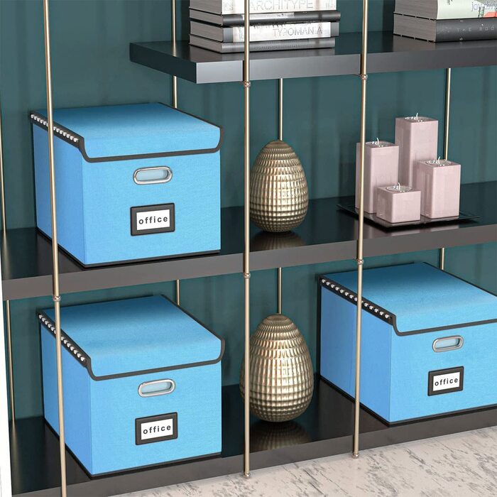 Okydoky Storage Boxes with Lid, Hanging File Folder Box made of Fiberboard and Paper in Stylish Linen Look, Suitable for Home and Office, File and Toy Storage Box (Sky-blue, 1pc).DE Sky Blue