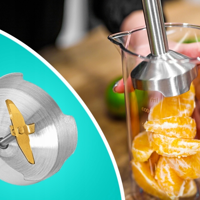Ручний блендер Lehmann Blender LC — золоте лезо, 800 Вт, сріблястий/сірий