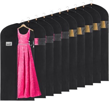 Чохли для одягу KEEGH, 10 шт. - захисні мішки для зберігання одягу, костюмів, пальто, сорочок, 60x152 см, чорний, фліс