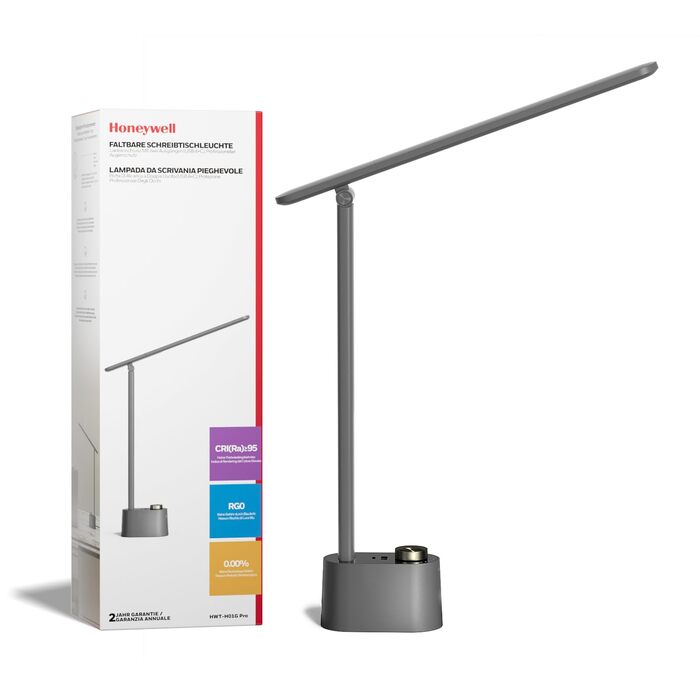 Компактна світлодіодна настільна лампа Honeywell H01 Pro з портом для зарядки USB-C, сіра