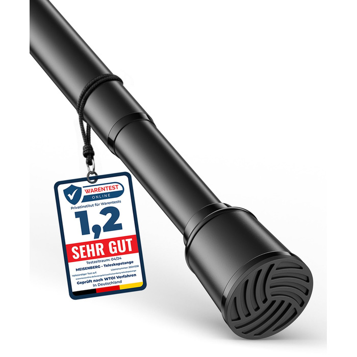 Штанга для штор без свердління 370-420 см, чорна, Ø 32 мм - штанга для кріплення штор, душової кабіни, дверей та шафи