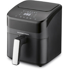 Gourmetmaxx Digital Air Fryer | 4L Air Fryer with Timer & Touchscreen | Fryer with versatile functions & programs | Fry with energy-saving efficiency, virtually without oil | Mini Oven - 1400 W Black 4 Liters
