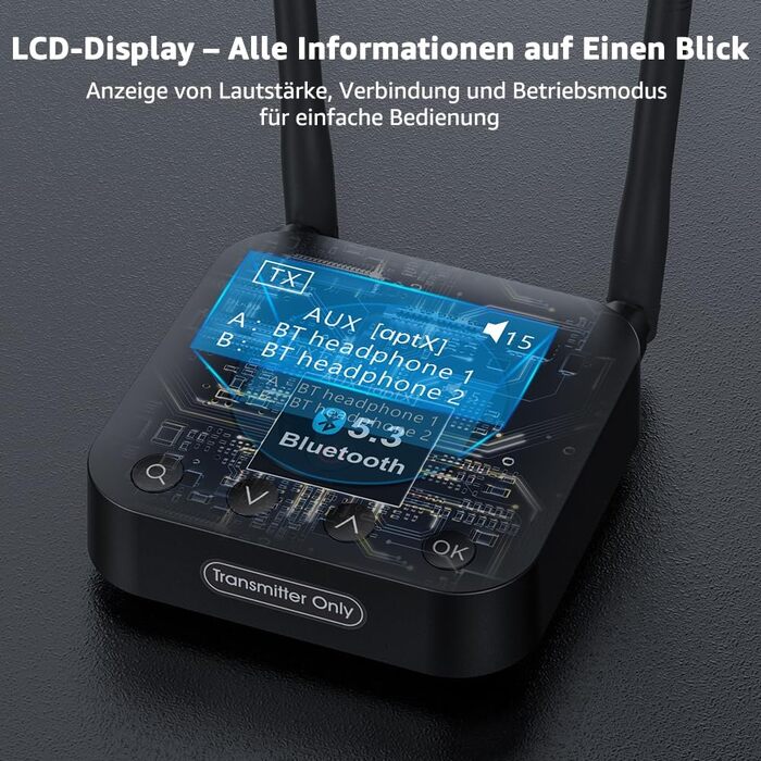 Bluetooth 5.3 трансмітер для ТБ 1Mii B06TX+ з дисплеєм та підтримкою Dual Link