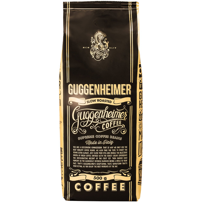 Кава в зернах GUGGENHEIMER COFFEE для автоматичних кавомашин, низька кислотність, якість бариста, 2 кг (4 x 500 г)
