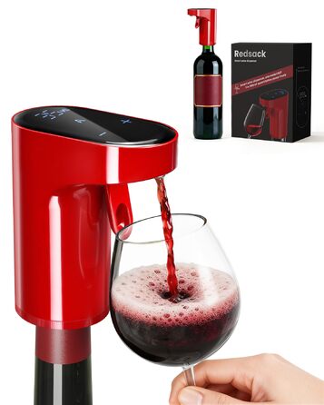 Електричний декантер для вина 5-в-1 з регулюванням дозування та цифровим виливом, автоматичний розливач вина, подарунок на День народження/День Святого Валентина (червоне)