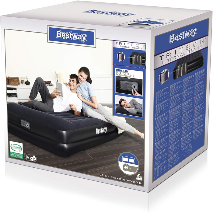 Надувний матрац Bestway Aeroluxe з вбудованим електронасосом, Queensize (203x152x46 см)