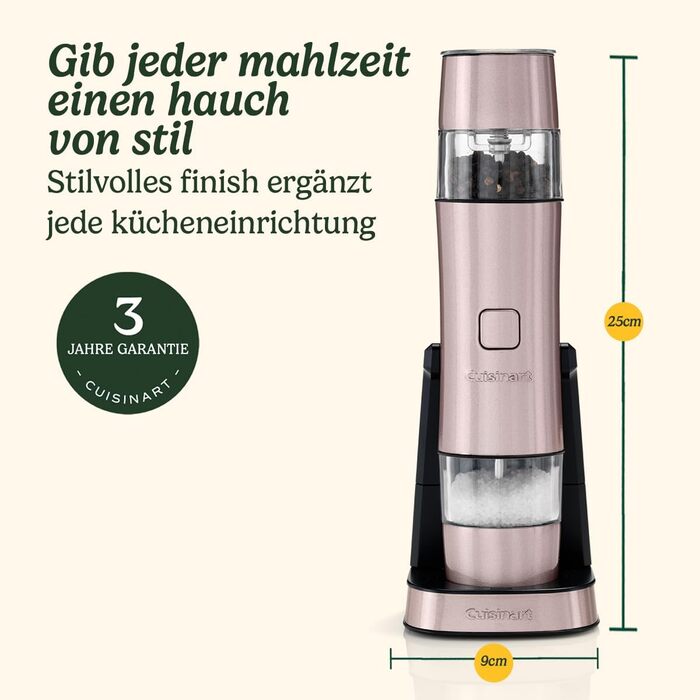 Електричні млини для солі та перцю Cuisinart | Набір | Акумуляторні | З мірною кришкою | Регулювання помелу