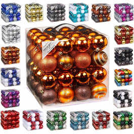 Набір прикрас на ялинку 64 шт. 6 см, пластикові, стійкі до пошкоджень, мідно-коричневі