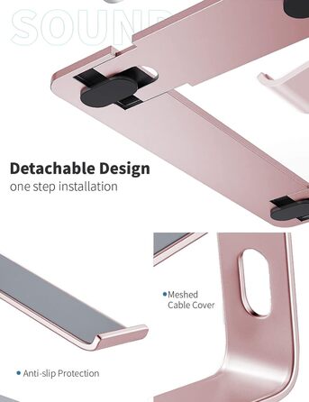 Підставка для ноутбука Soundance, алюмінієва, ергономічна, для екранів 10-15.6 дюймів, рожева