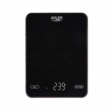 Кухонні ваги Adler чорні, 10 кг, USB-зарядка, LED-дисплей