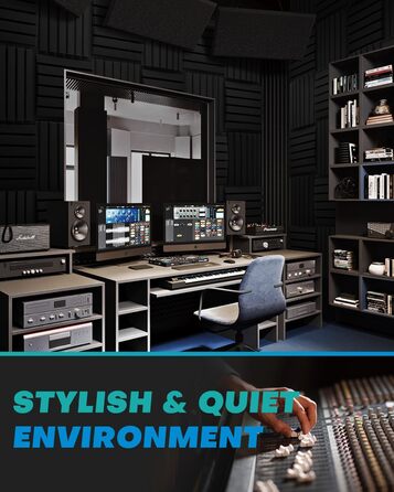 Акустичний поролон для звукоізоляції, панелі шумопоглинаючі 30x30x5 см, 24 шт, для студії звукозапису, чорний та сірий (Upgraded Curved)