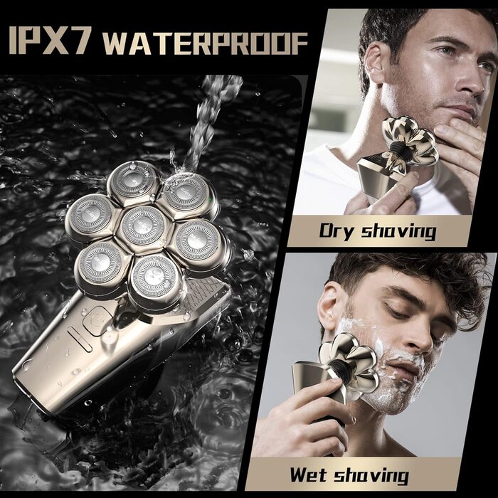 Електричний гоління для лисої голови 5-в-1: гоління, триммінг, догляд за обличчям. Водонепроникний, акумуляторний.