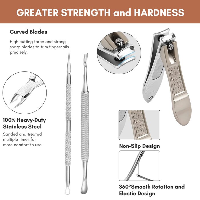 Набір для манікюру та педикюру FAMILIFE: 8 предметів з нержавіючої сталі, професійний, з кейсом, подарунок для чоловіків