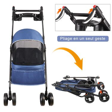 Візок для собак Homewell 2в1: візок-будка, сумка-переноска з тримачами для напоїв, складаний, з гальмом, візок-джаггер для домашніх тварин, 50 x 70 x 99 см (блакитний)