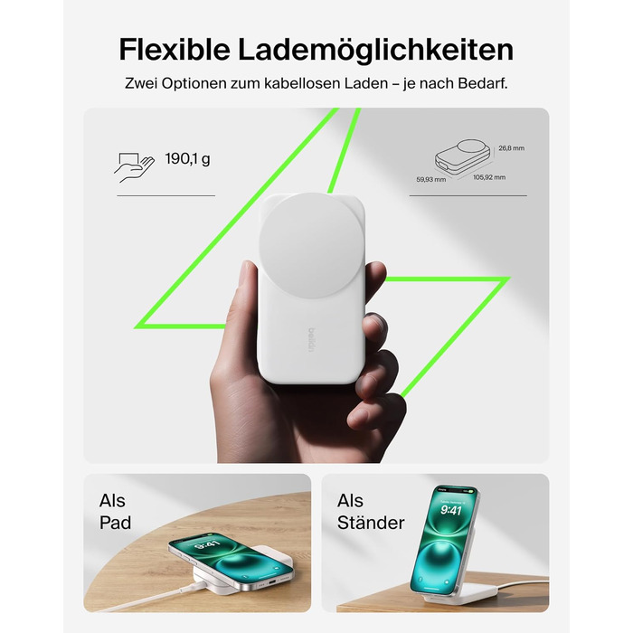 Зарядна станція Belkin UltraCharge 3 в 1 з Qi2.2, 25W, сумісна з MagSafe, для iPhone, Apple Watch, AirPods, Pixel, з адаптером 45W