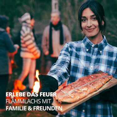 Finnwerk Salmon Plank Set - Stainless Steel Holder, Solid Birch Wood - Perfect for Grilling & Smoking - Angled System