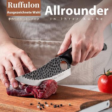 Набір кухонних ножів Ruffulon: кухарський, м'ясний, для грилю, з високоякісної нержавіючої сталі, професійний, ергономічна ручка
