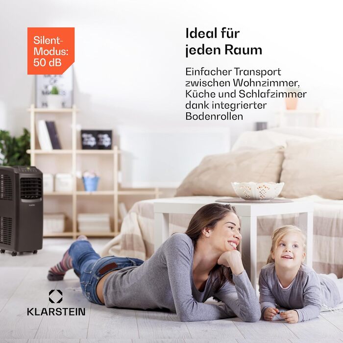 Klarstein Mobile Klimaanlage: 9000 BTU, 3-в-1 (клімат-контроль, вентилятор, осушувач), портативна для дому та офісу, білий/чорний