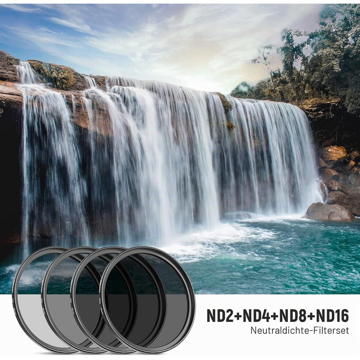 Набір ND-фільтрів NEEWER 55мм (ND2, ND4, ND8, ND16) для DSLR камер Canon, Nikon, Sony, Panasonic — світлофільтри з аксесуарами та чохлом