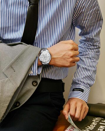 Чоловічий годинник MEGALITH з нержавіючої сталі, хронограф, водонепроникний: велике циферблат, дата, стильний подарунок для чоловіків (8345 Silver)