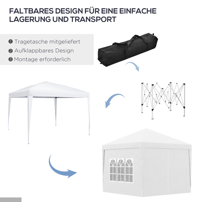 HOMCOM 3x3m Gazebo with 4 Side Walls & Windows, UV Protection, Includes Carry Bag, Steel & Oxford Fabric, White