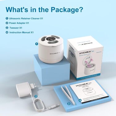 Ультразвуковий очищувач для кап, з УФ-стерилізацією 45 кГц, 4 режими - для кап, брекетів, елайнерів (білий)