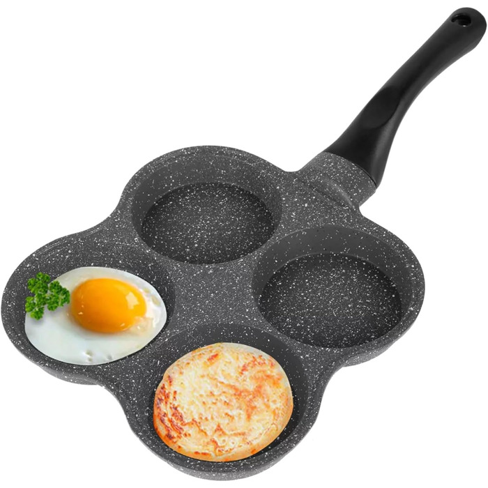 Haofy Egg Pan, 4-Hole Egg Burger Pan, Non-Stick Breakfast Omelette Pancake Pan for Electric Ceramic Stove, Not Available for Induction Cookers
