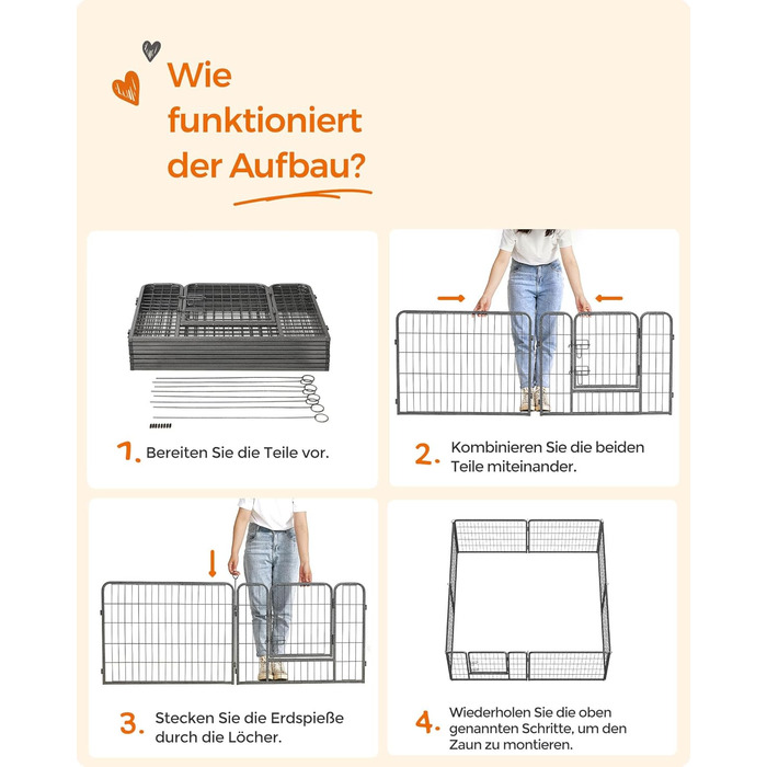 Вольєр для тварин Feandrea Freilaufgegehege, сірий, 77 x 60 см, 8 панелей, для дому та вулиці