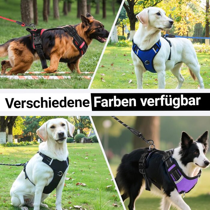 Нашийник для собак великих порід з ручкою, без обмеження грудної клітки, дихаючий, безпечний, світловідбиваючий, без Pull, для тренувань та активного відпочинку, Sti 2 Bau (L, чорний)