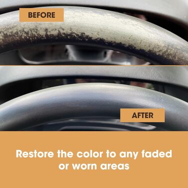 Leather Steering Wheel Repair Kit (black) – removes grease deposits, repairs damage, and restores the color on any worn leather steering wheel.