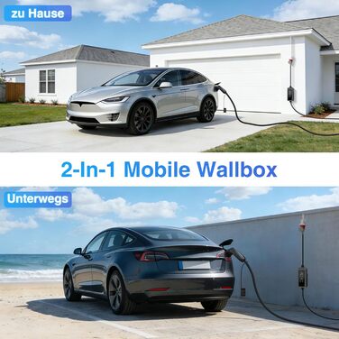 Зарядний пристрій (Wallbox) 11 кВт Тип 2, 3 фази, 8-16A, 7м + CEE 16A - Тип 2 кабель з адаптерами для електромобілів (EV/PHEV)