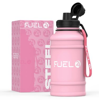 Фляга спортивна Fuel24 Extra Stark 1.3л/2.2л, нержавіюча сталь, рожева - пляшка для води герметична, без BPA, для фітнесу та спорту, доросла