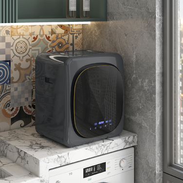 HOMCOM Міні сушарка для одягу з 6 програмами, LED-сенсорним екраном, 4 кг, до 60°C, 800W, автономна/настінна, з витяжною системою та захистом від перегріву. Сушарка для одягу сірого кольору | Aosom